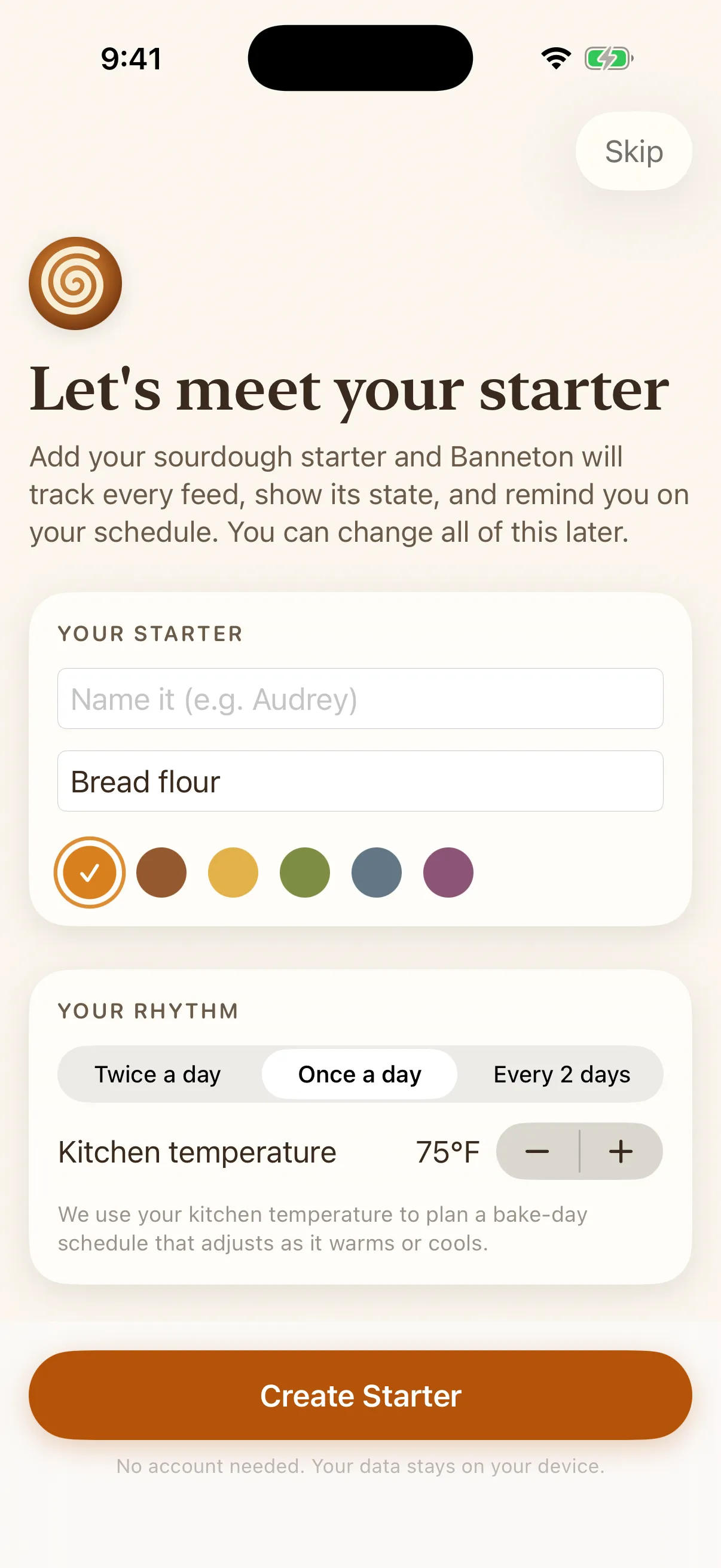 Banneton’s welcome screen